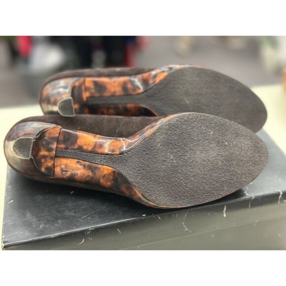 Liz & Co. Ladies 8 M Brown Suede Platform Peep-Toe Heels 3" Heel - Picture 4 of 6